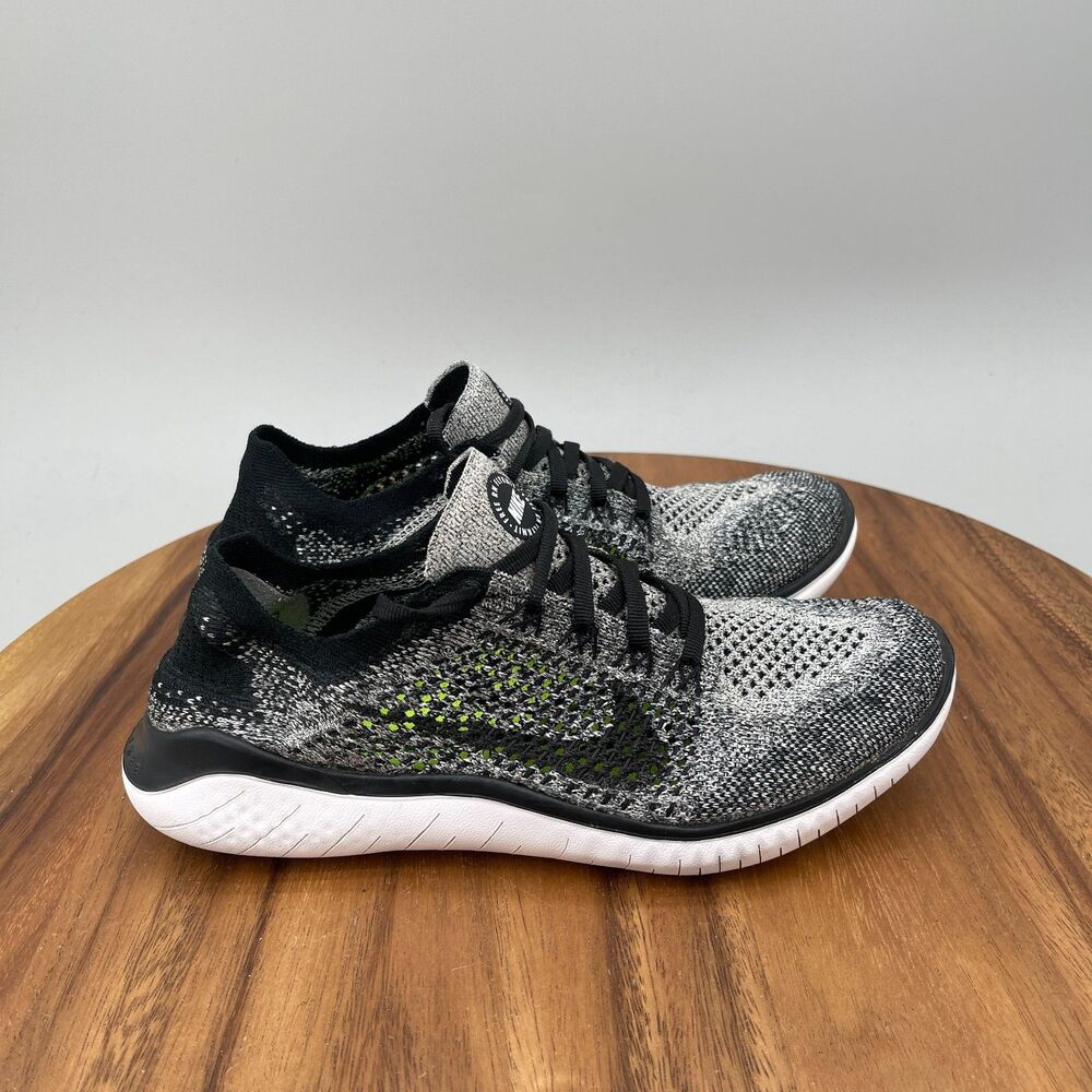 Nike Free RN Flyknit Shoes Womens Size 7 Oreo Running Comfort Walking Sneakers